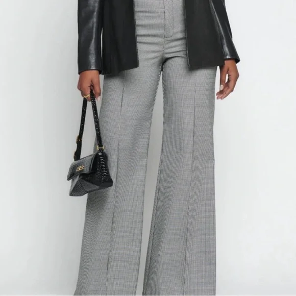Reformation Houndstooth Wide-Leg Trousers - Picture 1 of 4